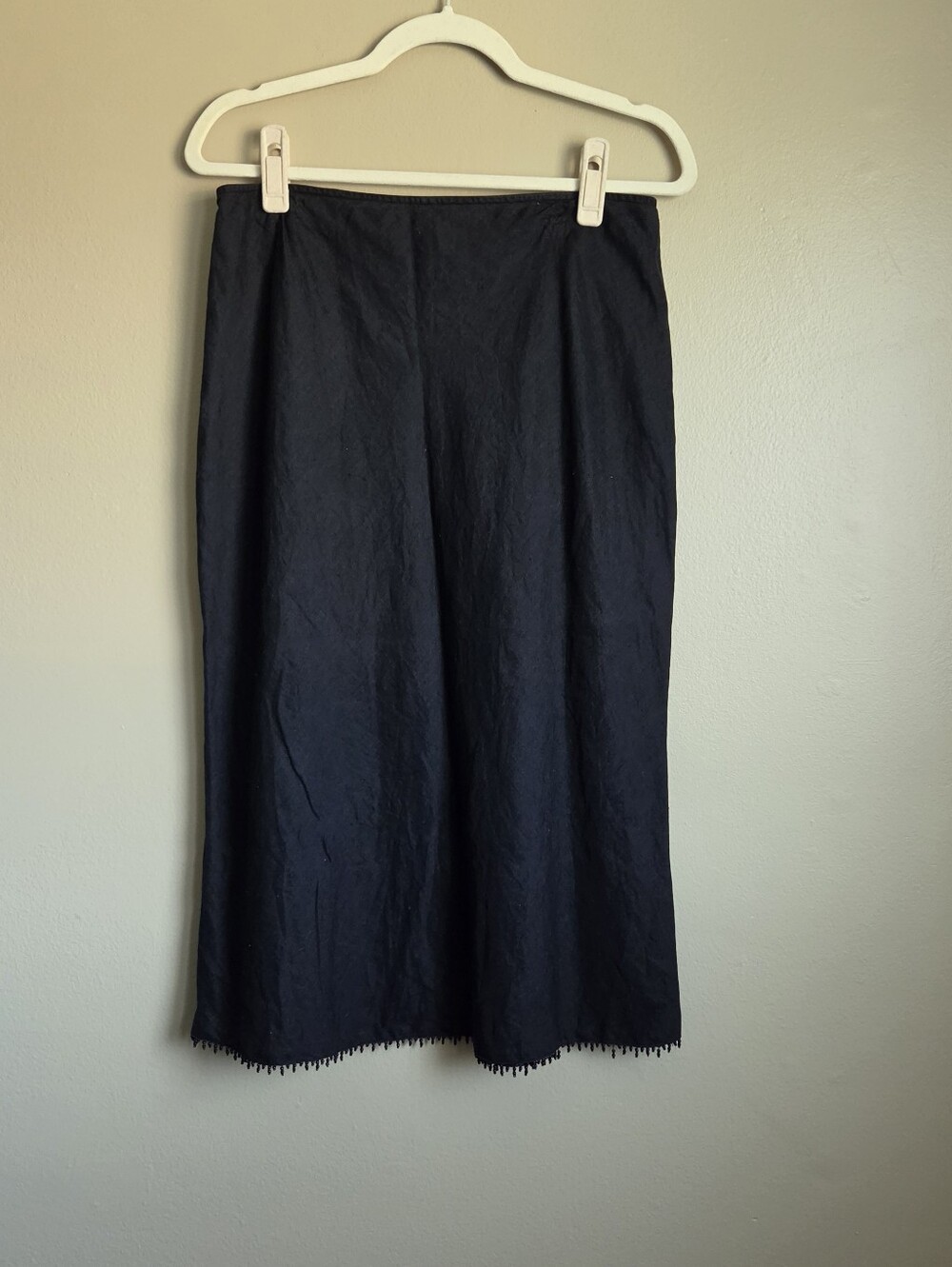 Vintage Finity Black Midi Straight Linen Skirt